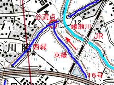 見沼代用水分流点の地図