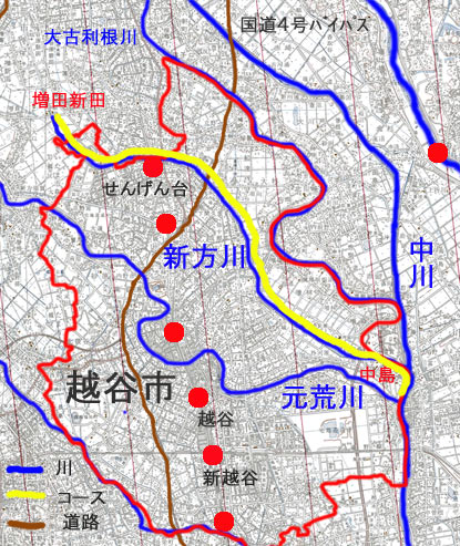 新方川サイクリングコース　地図